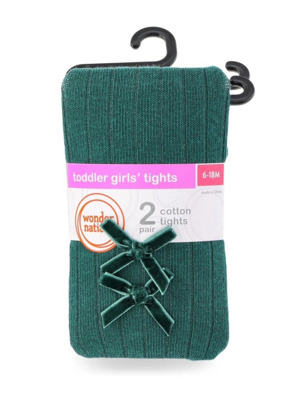 NWT Wonder Nation Toddler Girl Tights / 2 Pair / Size 6-18 Months / Green Bows